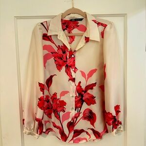 Zara Floral Silk Blouse